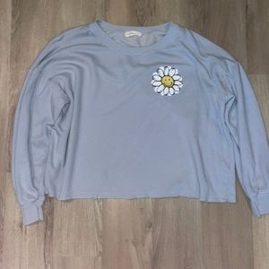 Oversized small light blue flower sweatshirt